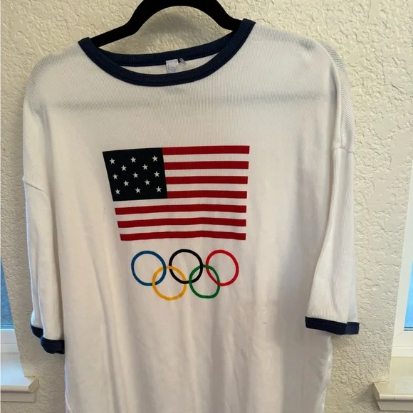 TEAM 2024 USA Olympics Paris Official Cotton Ribbed Olympic T-Shirt Mimi Dress - Picture 6 of 14